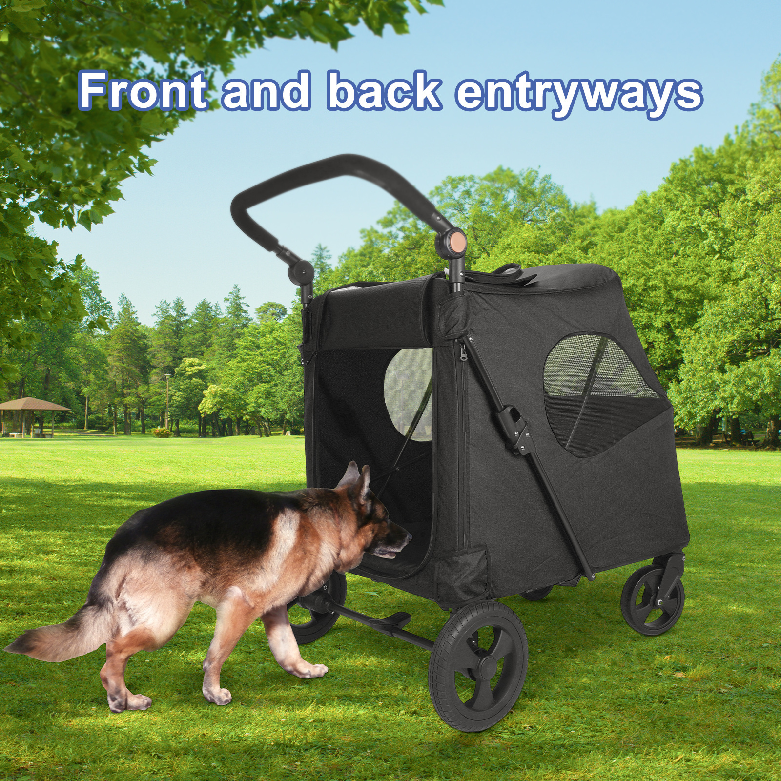 Large 4-Wheeled Pet Stroller, Foldable Stroller For Medium and Large Dogs