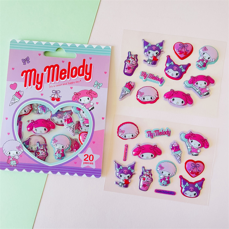 new arrival 3D cute decorative stickers creative cheap price kawaii diy sticker candy version kitty melody cartoon sticker