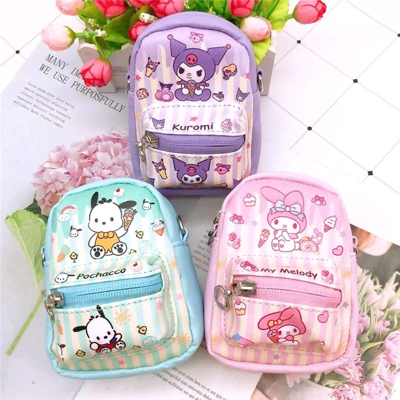 2023 designer small size melody kitty PU leather handbags shoulder bag cartoon cute keychain coin purse