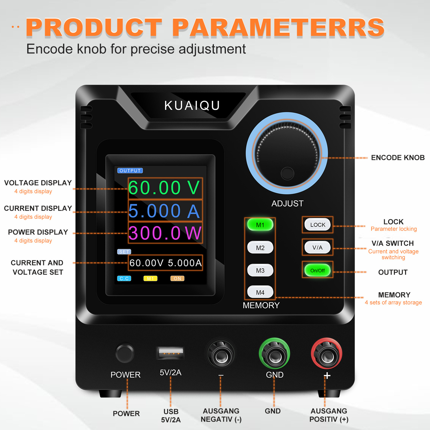 SPPS-D605 encoder regulated DC power supply 60V 5A laboratory regulated power supply for testing, repair and electroplating