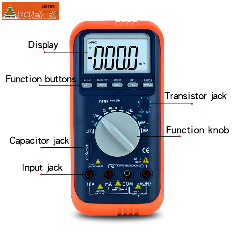 DT97 High Precision AC Digital Multimeter 4000 Count Automatic Rang Backlight Large Screen Professional Electrician Multimeter