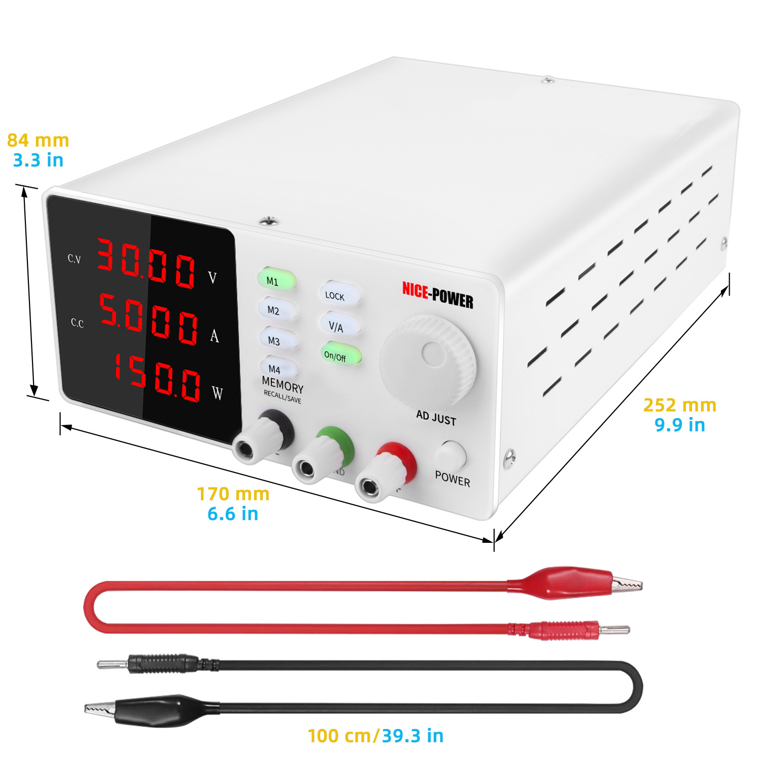 NICE-POWER SPPS-S305 White DC Power Adjustable 4 Bits Voltage Regulator Electroplating Electrolysis Smart Cooling Power Supply