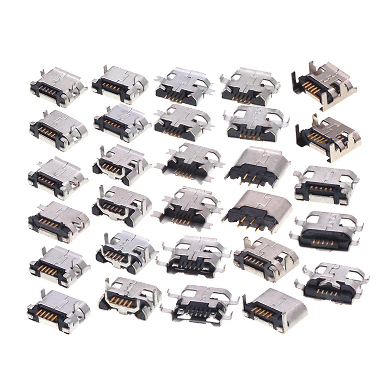 YZ Micro USB 5 Pin  2 Pin SMT DIP Socket Connector Type B Female Placement SMD DIP USB Charging Connectors