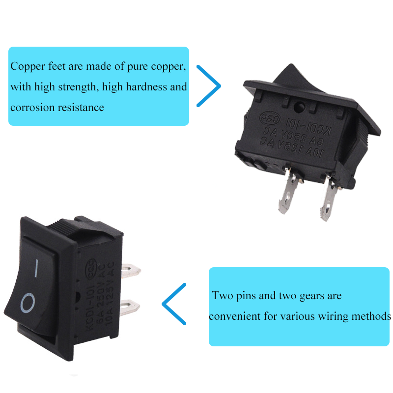 ON-OFF 2Pins 15*21mm KCD1-101 Rocker switch