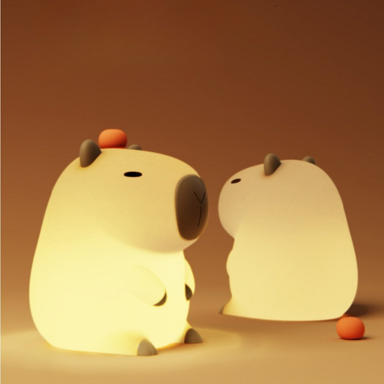 Modern Kawaii Capybara LED Night Lamp Rechargeable Silicone Nightlight with Cartoon Design Cute Animal Night Light for Kids