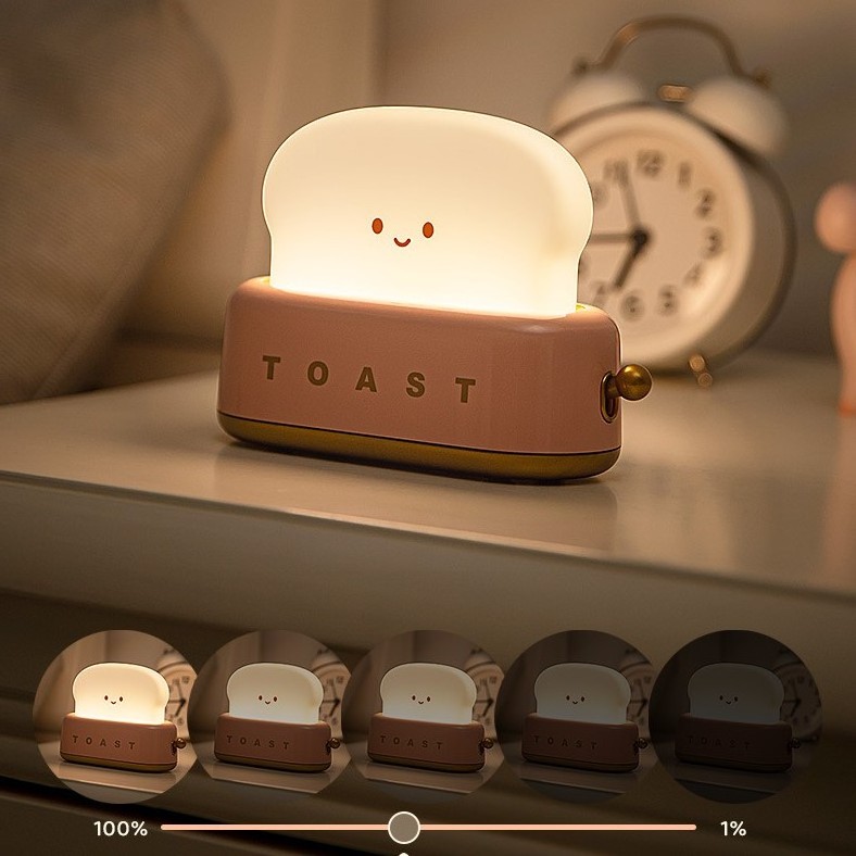 Daily Soft Light LED Bread Maker Night Light USB Charging Dimming Table Night Lamp Girl Fun Bedside Mood Light Bedroom 50 White