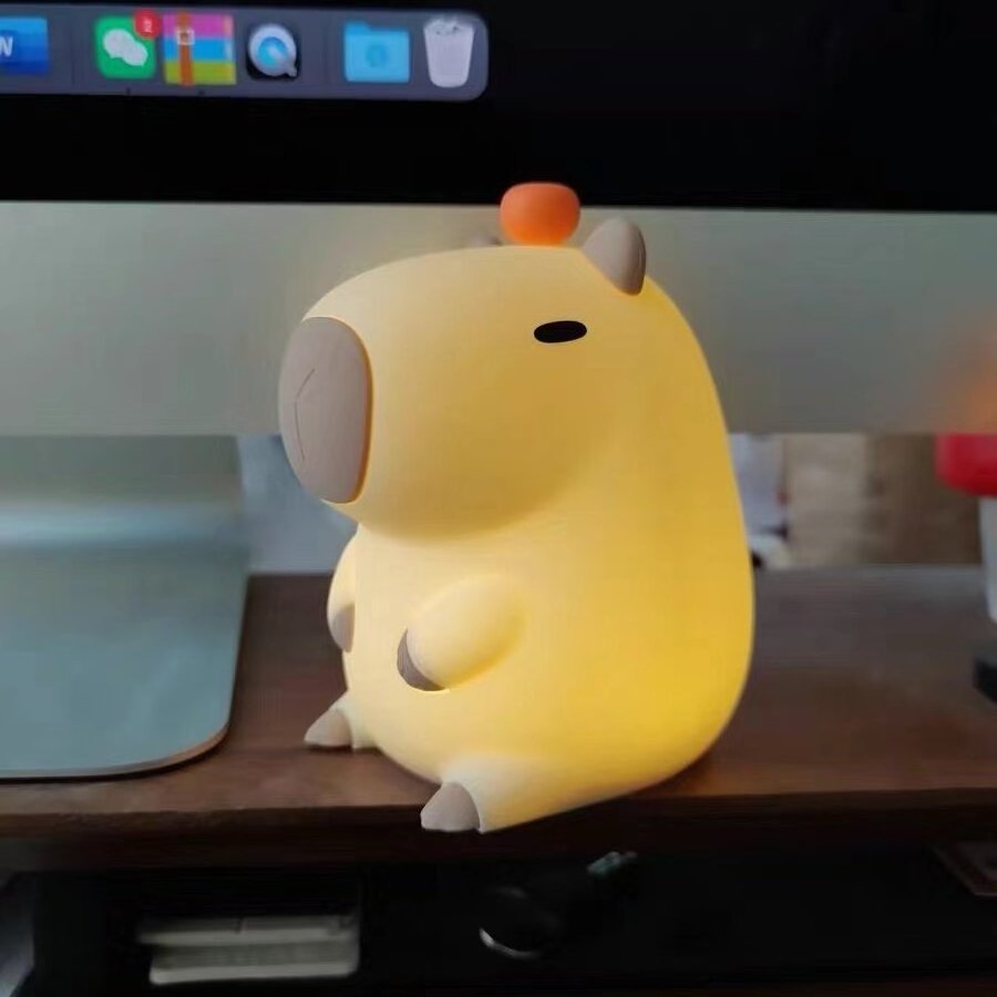 Modern Kawaii Capybara LED Night Lamp Rechargeable Silicone Nightlight with Cartoon Design Cute Animal Night Light for Kids