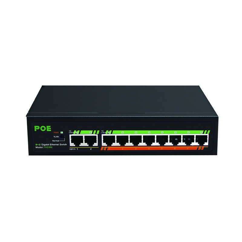 52V Full gigabit 8 + 2 ports unmanaged POE network switch with LED indication for each port