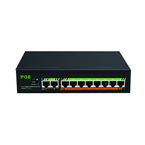 52V Full gigabit 8 + 2 ports unmanaged POE network switch with LED indication for each port