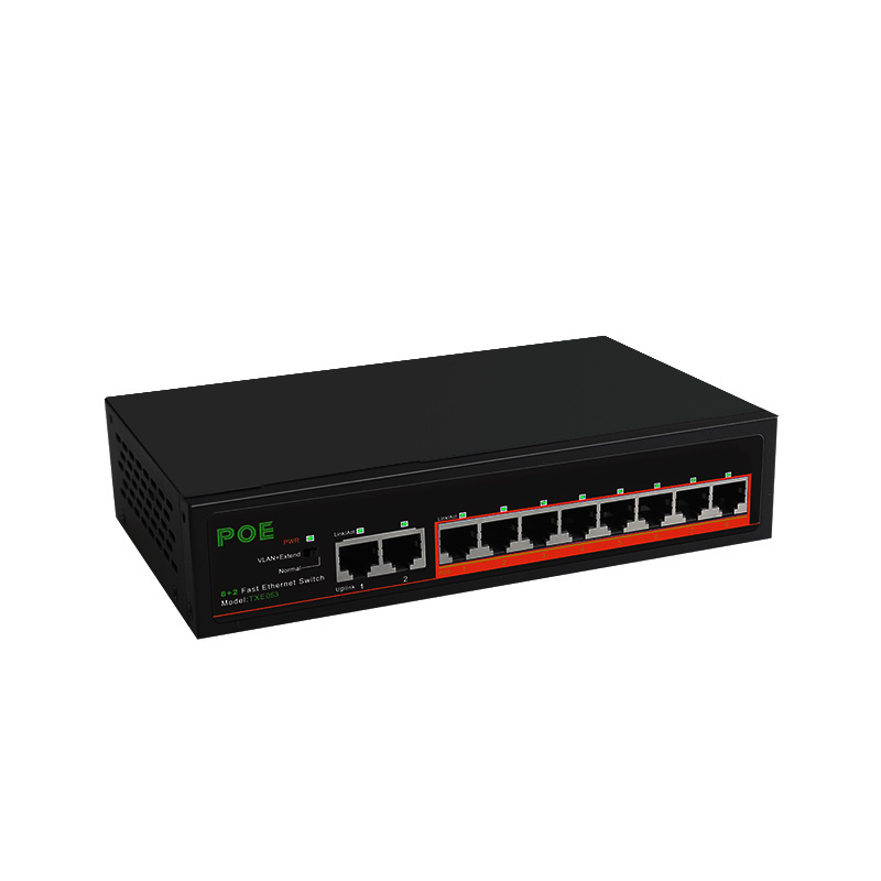 CCTV 52V 100M unmanaged 8 +2 uplink ports POE Network switch with good price