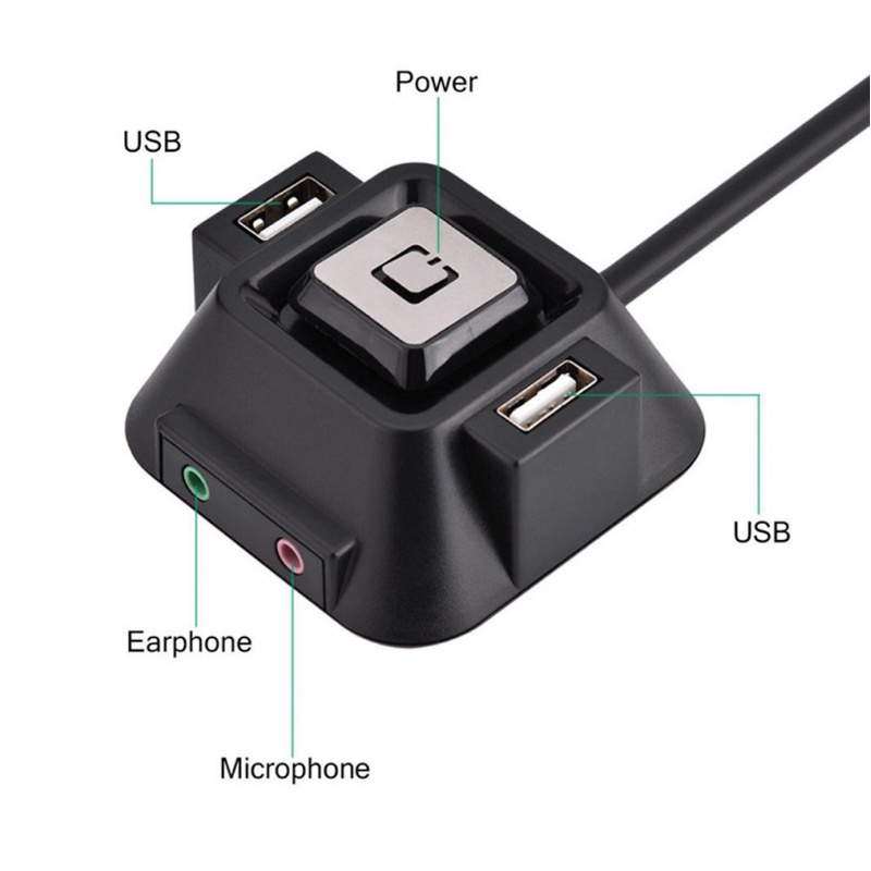 Multifunction USB Hub audio slot ON/OFF power button desktop computer switch for PC