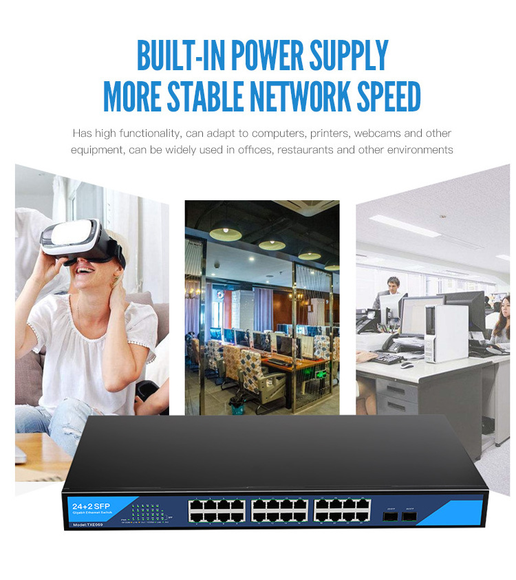 24 port gigabit ethernet switch network switches with sfp ports