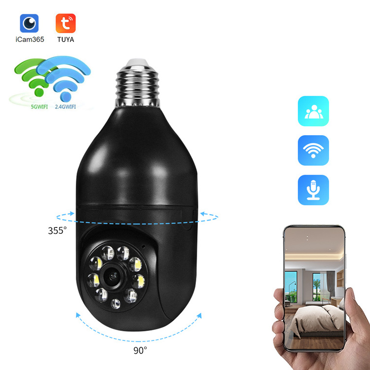 1080p 3MP Night Vision 5g Wireless Auto Tracking 360 Degree Wifi Cctv Security Camera Light Wifi Bulb surveillance AI tracking