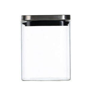 Large Country Style Kitchen Food Spice High Borosilicate Glass Container Storage Jars With stainless steel Lids