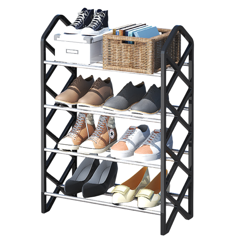 Wholesale design production metal 4-Tier shoe stand rack online modern storage shoes rack for entryways