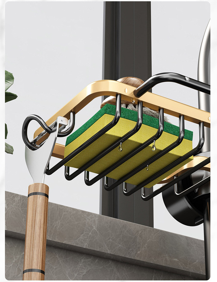 Wholesale New Design Multifunctional Faucet Storage Rack With Towel Rack Used For Kitchen Household