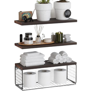 Wall Shelves Set Hanging Rustic Retro Modern Home Decor Metal Rack Book Storage Wood Mounted Floating Wall Shelf For Living Room