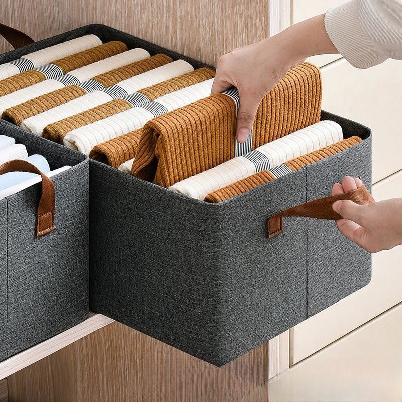 Factory Wholesale Foldable Storage Bins - Frame Storage Box Linen Fabric Stackable Clothes Container Organizer