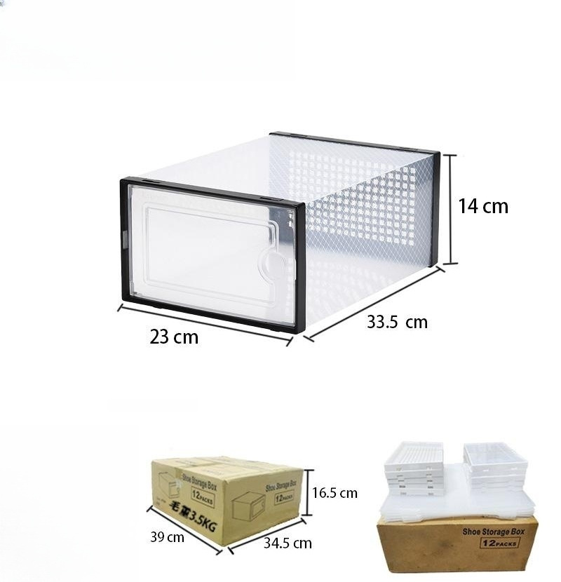 Shoe Organizers Storage Boxes for Closet Plastic Stackable Shoe Containers Ventilation and Dust-proof Under Bed Shoe Storage