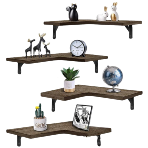 Wholesale Corner Floating Shelves Wall Mounted Rustic Wood Wall Storage Floating Shelves for Bedroom