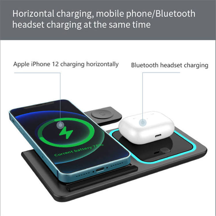 Multifunctional 3 In1 In 1 3-in-1 Light Fast Charging Qi Wireless Charger For apple Iphone Phone Wireless Charger