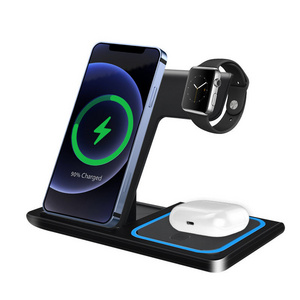 Multifunctional 3 In1 In 1 3-in-1 Light Fast Charging Qi Wireless Charger For apple Iphone Phone Wireless Charger