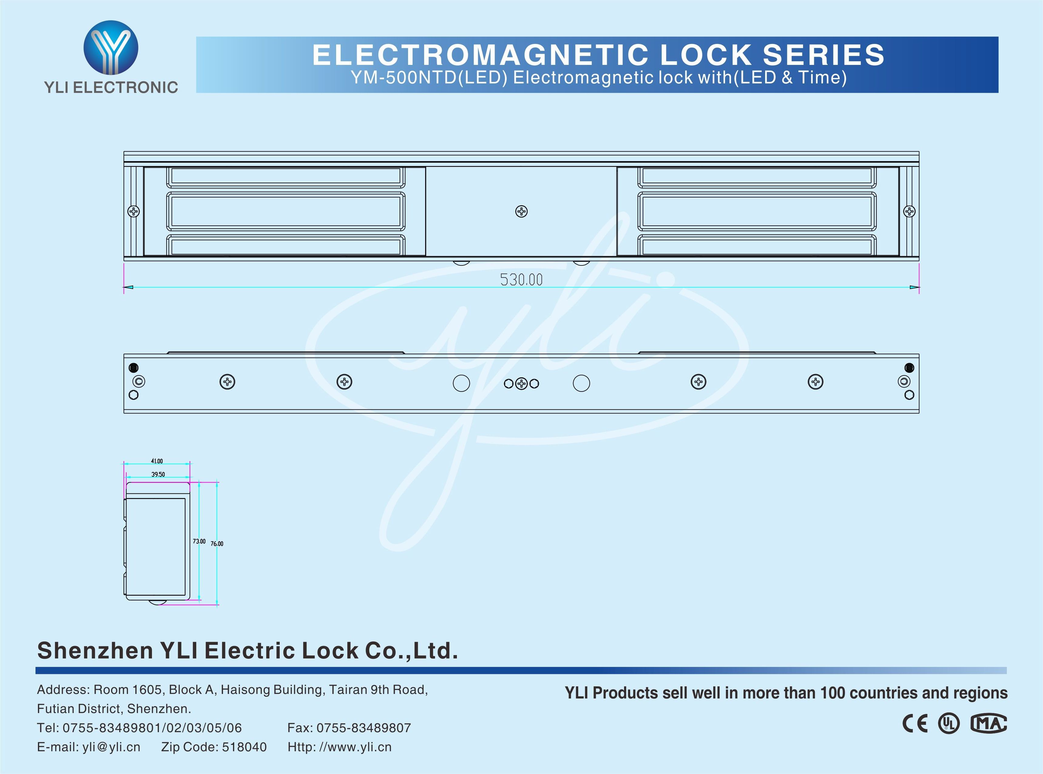 Fail Safe 1200lbs EM lock Electromagnetic Door Lock For double door YM-500NTD(LED)