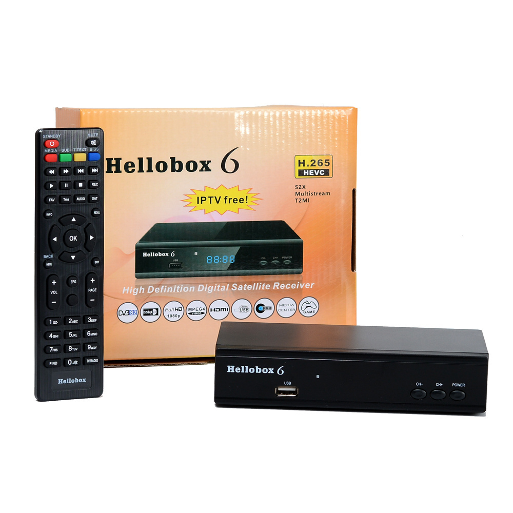 Hellobox 6 Satellite TV Receiver H.265 HEVC 1080P MultiStream/T2MI TV BOX Decoder DVB S2 Tuner Recepto Hellobox6