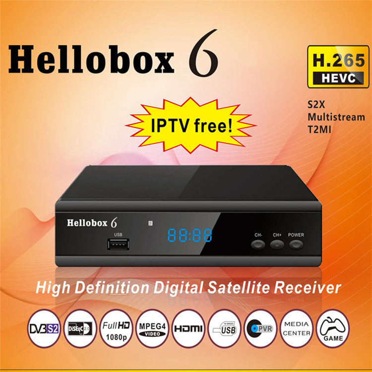 Hellobox 6 Satellite TV Receiver H.265 HEVC 1080P MultiStream/T2MI TV BOX Decoder DVB S2 Tuner Receptor