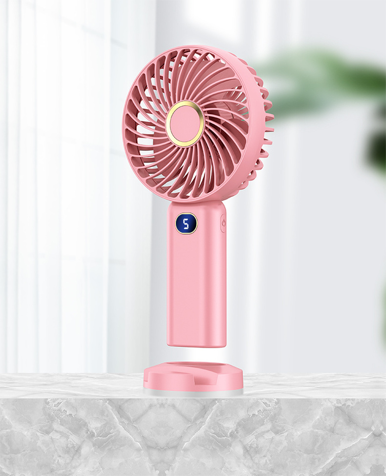 wholesale kc Portable usb 2400mAh rechargeable fan mini electric handheld fan LED Display office desktop air fan