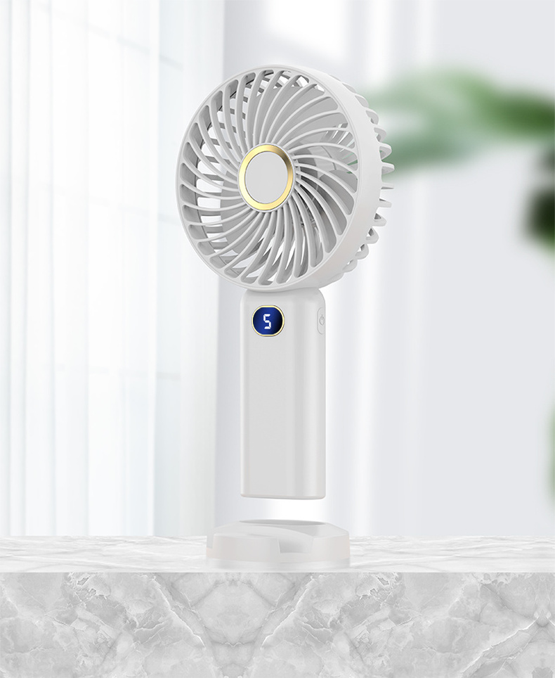 wholesale kc Portable usb 2400mAh rechargeable fan mini electric handheld fan LED Display office desktop air fan