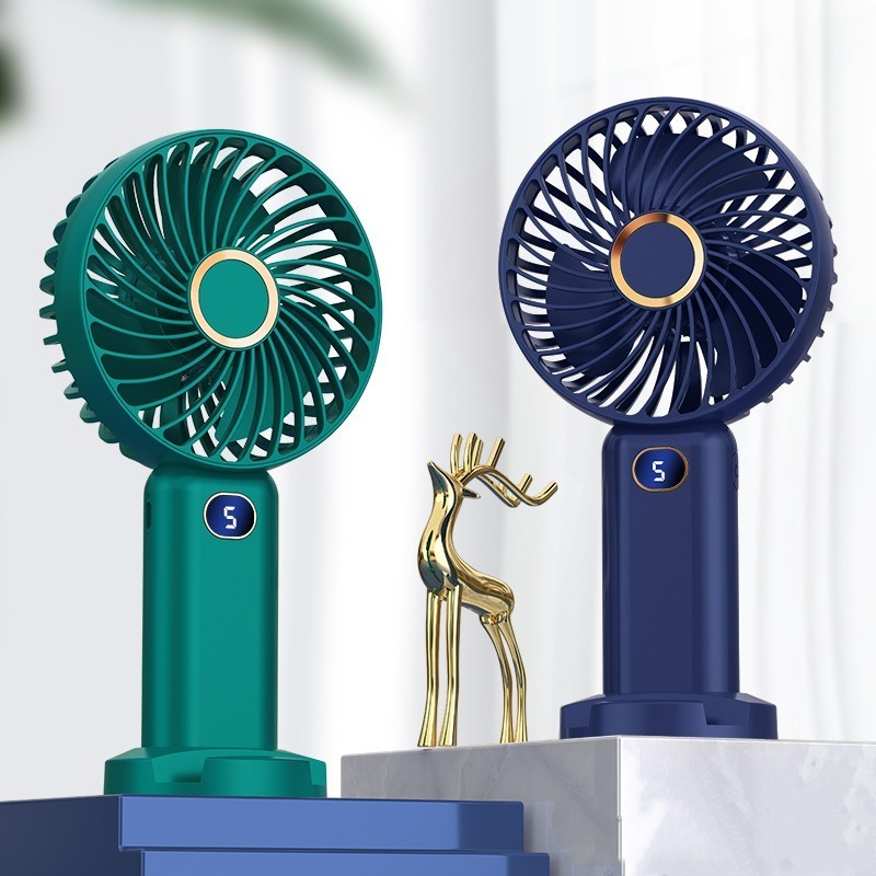 wholesale kc Portable usb 2400mAh rechargeable fan mini electric handheld fan LED Display office desktop air fan