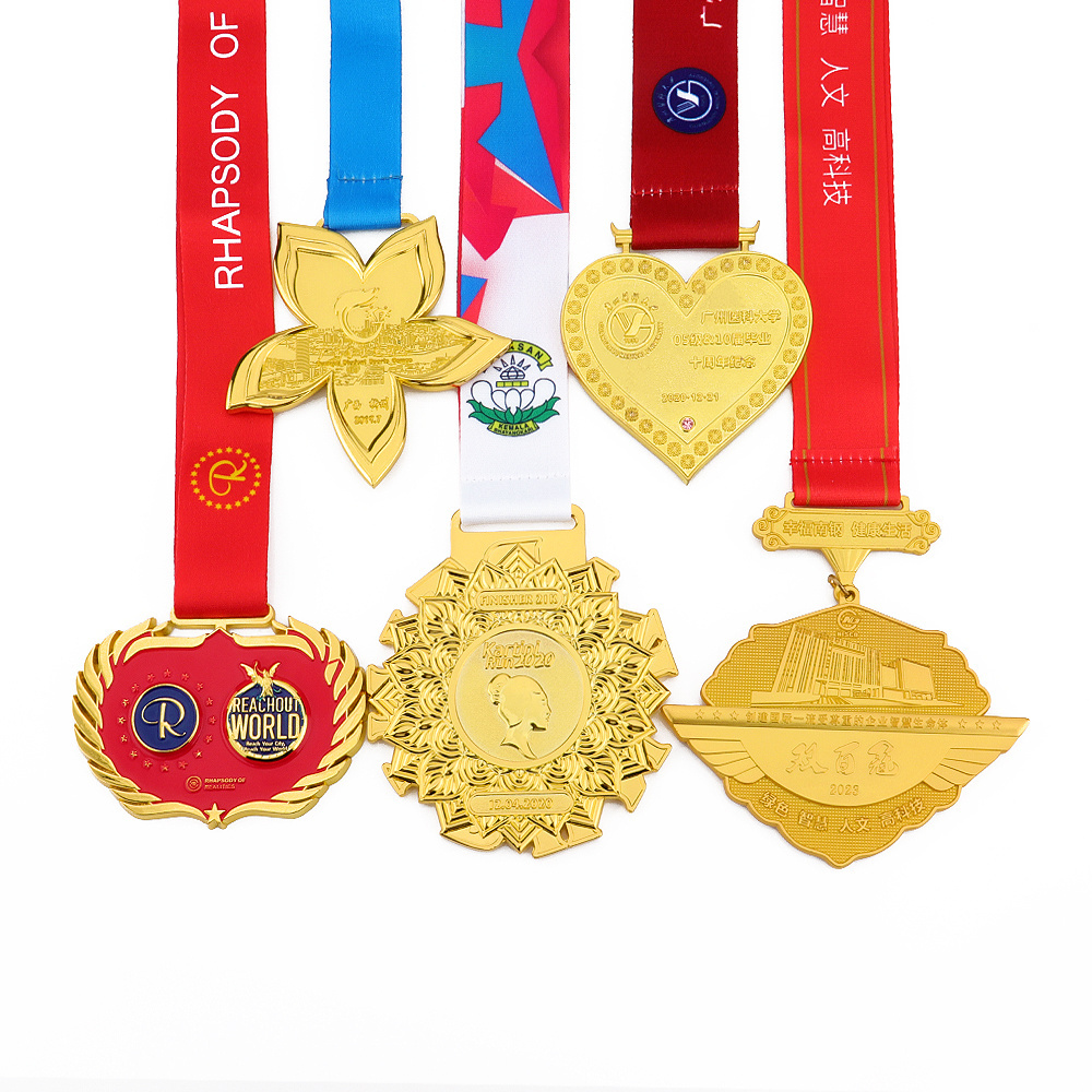 Wholesale zinc alloy marathon sports gold medal with high quality fiesta trophy blank custom 3d metal medal