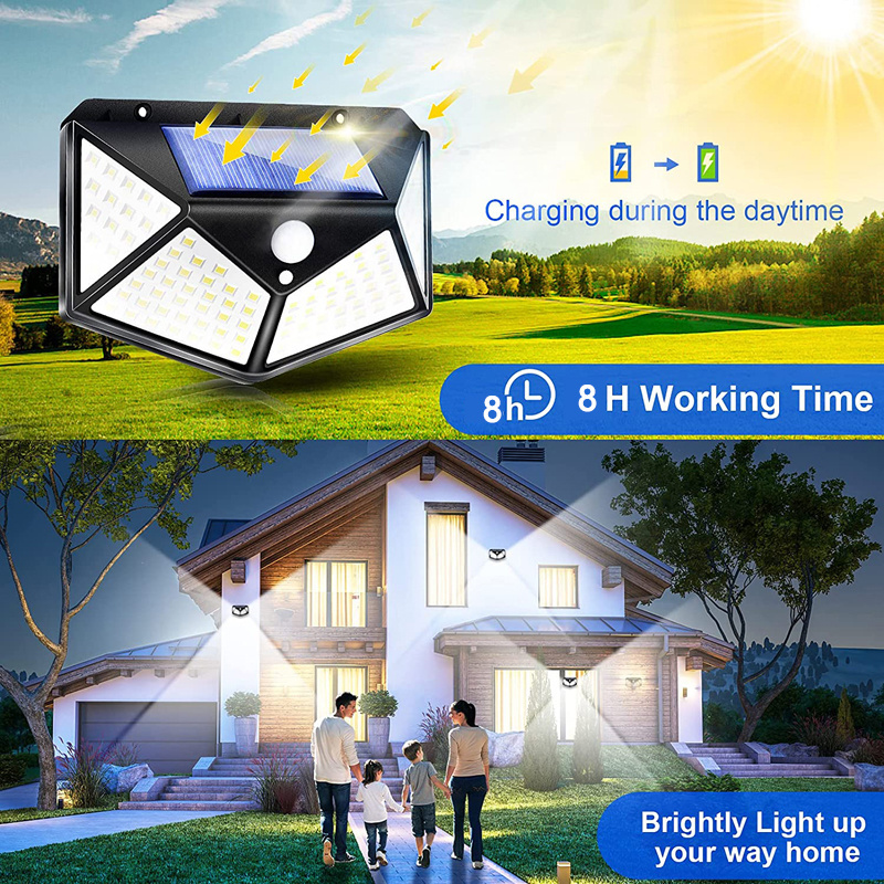 outdoor lighting system garden motion sensor 100 led solar wall light