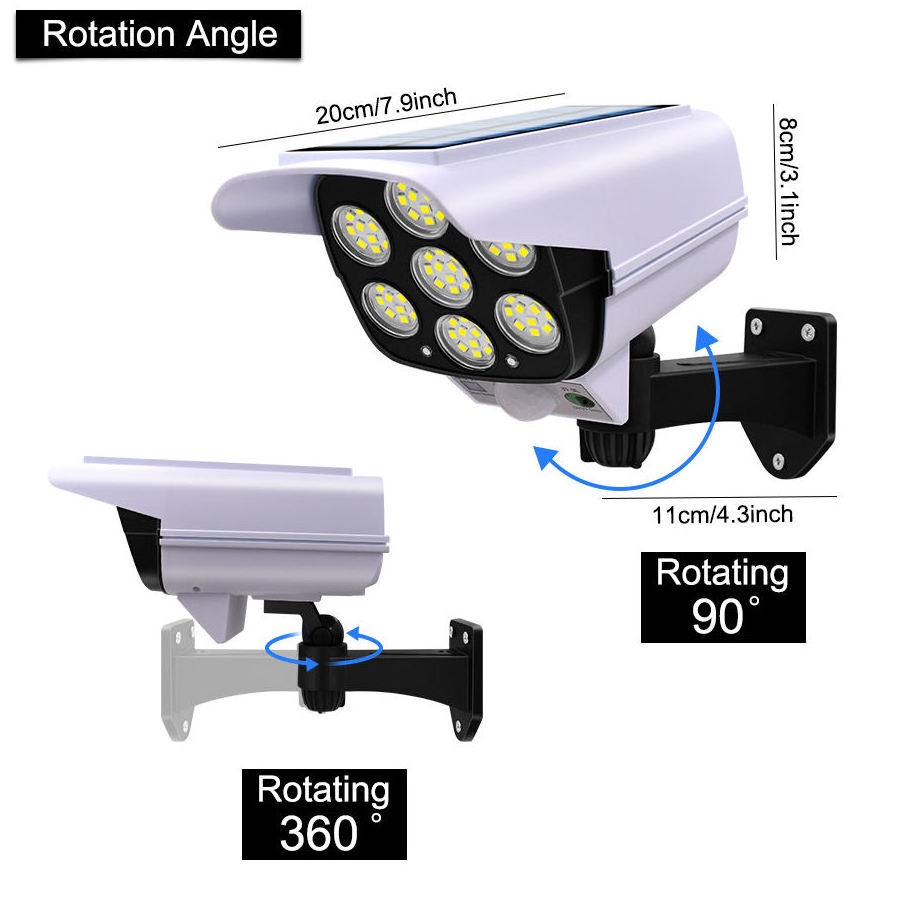 Solar Light Motion Solar Garden Lamp Outdoor Street Spotlight Sensor Security Dummy Camera Flood Light IP65 Waterproof 77 LED