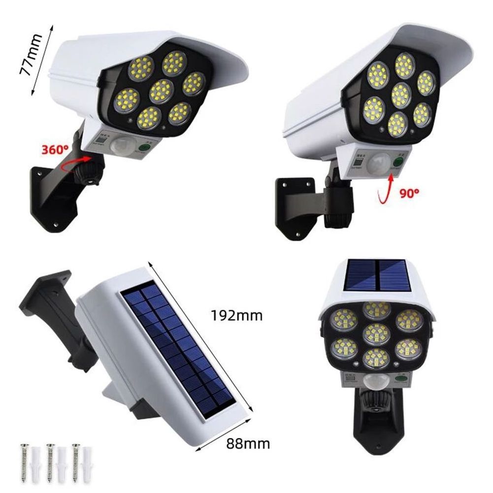 Solar Light Motion Solar Garden Lamp Outdoor Street Spotlight Sensor Security Dummy Camera Flood Light IP65 Waterproof 77 LED