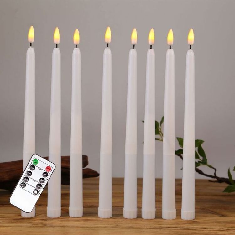 Long Plastic LED Candle Stick Battery Operated Led Taper Flameless Candle With Remote Control