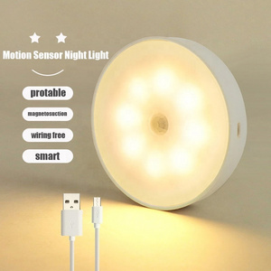 PIR Motion Sensor LED Night Light USB Rechargeable Night Lamp For Kitchen Cabinet Wardrobe Lamp Staircase Wireless Closet Light