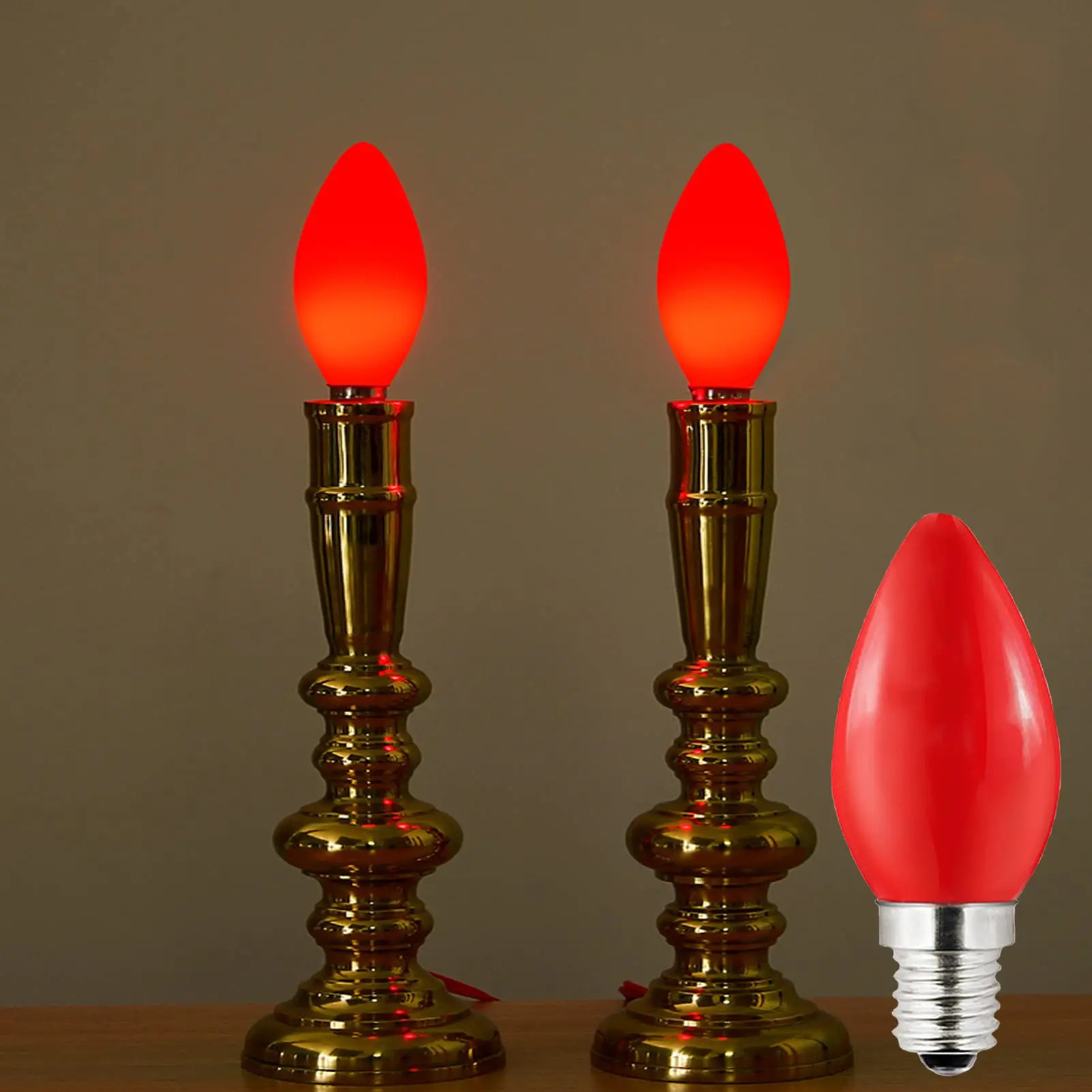 E12/e14 Candle Shape Bulb Led Energy Saving Light Bulb For Buddha Red Lotus God Lamp Light Buddhist For Chinese Wedding