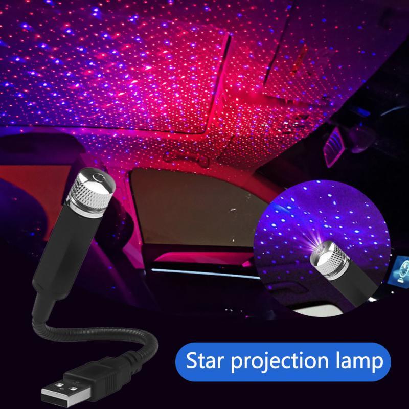 Romantic LED Car Roof Star Night Light Projector Atmosphere Galaxy Lamp USB Decorative Lamp Adjustable Car Interior Decor Light