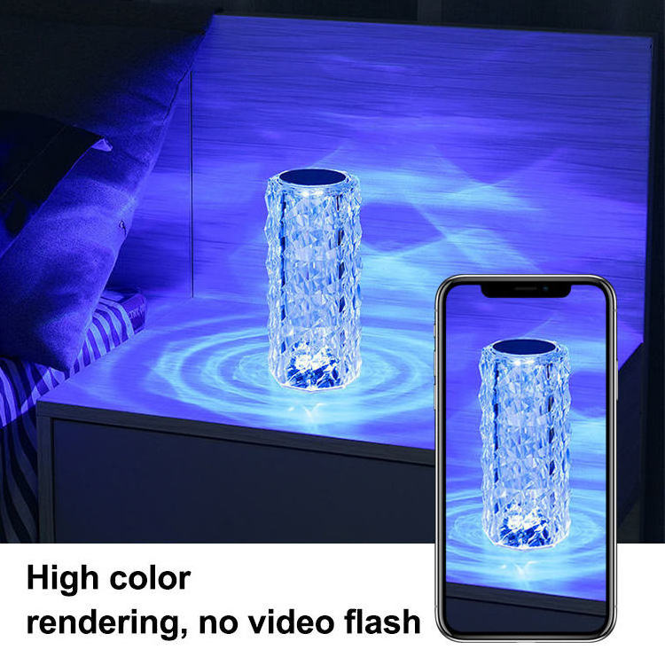 Wholesale16/3 Colors LED Night Light Rose Light Touch Control Atmosphere lamp RGB Color Changing Crystal Table Lamp for Bedroom