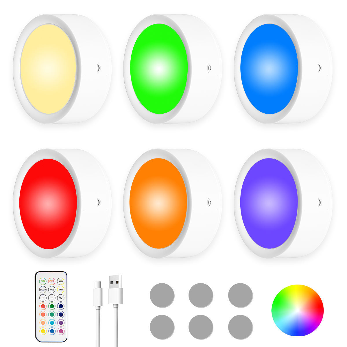 Wholesale 16 color press tap small night light atmosphere under cabinet LED color light remote control cabinet light