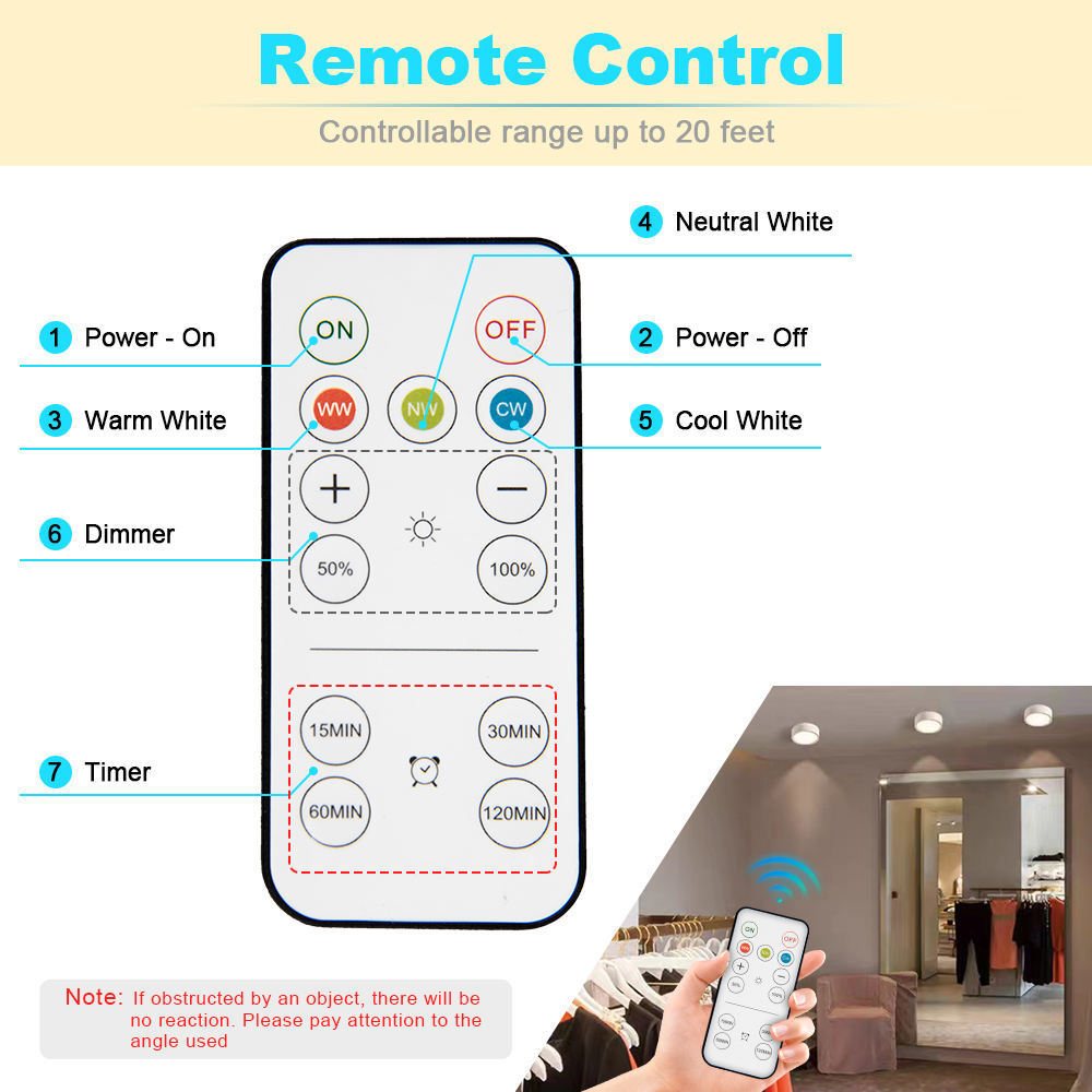 Wholesale 16 color press tap small night light atmosphere under cabinet LED color light remote control cabinet light