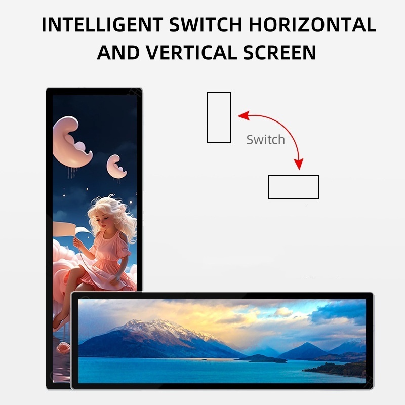 Supermarket Ultra Shelf Stretched Bar LCD Display With Android Digital Signage Stretched Bar LCD Advertising Screen