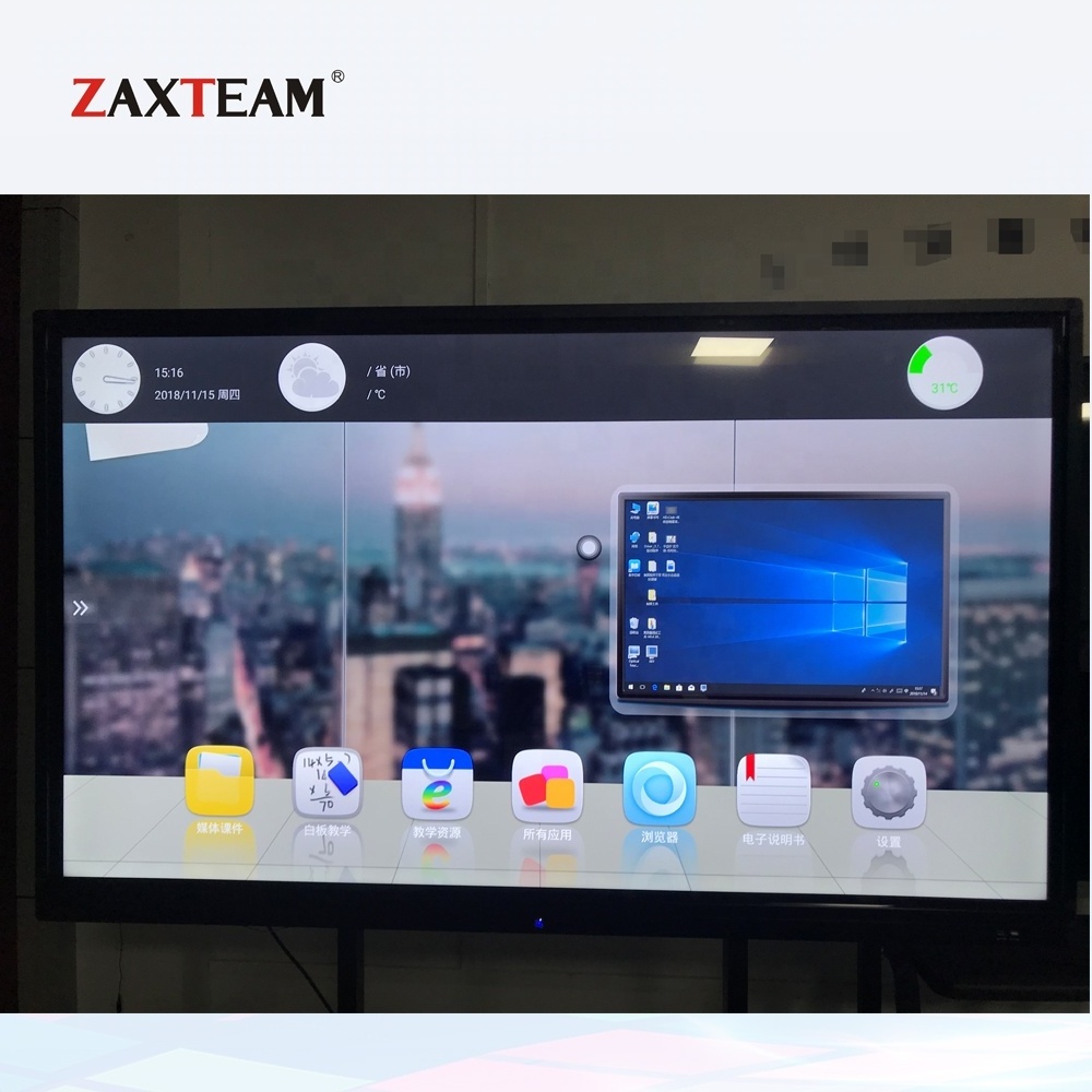 55 65 75 86 98 inch IR Multi Touch Dual System Interactive Board for Education Meeting Smart Display Whiteboard