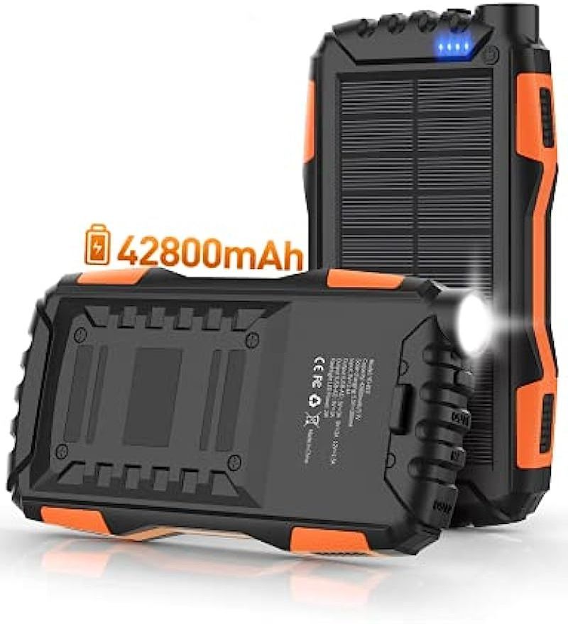 Portable External Battery Pack Fast Charging Built-in Super Bright Flashlight Solar Charger 42800mAh Solar Power Bank