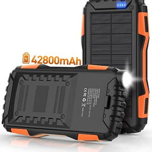 Portable External Battery Pack Fast Charging Built-in Super Bright Flashlight Solar Charger 42800mAh Solar Power Bank