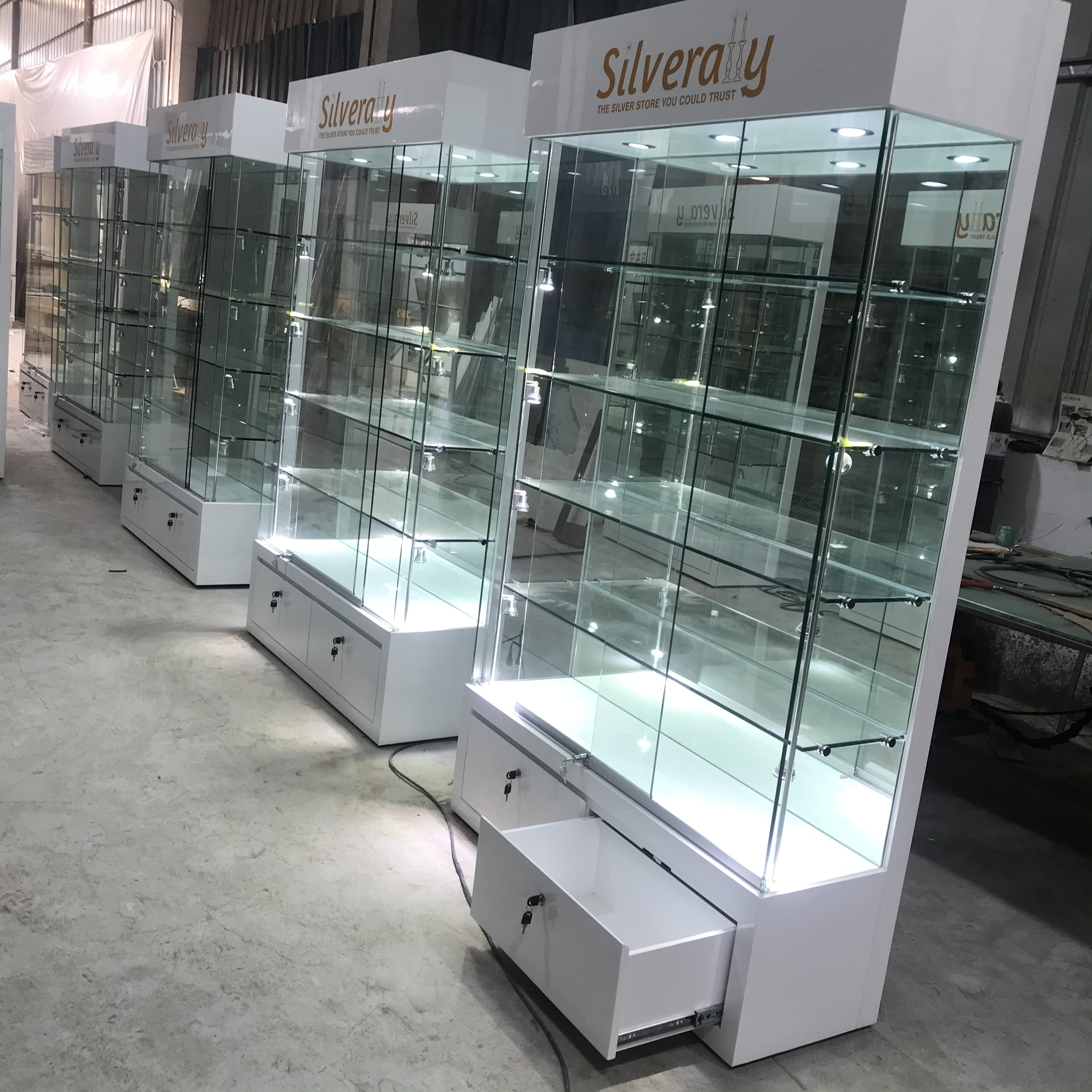 Boutique display cabinet and used glass showcases and display cases for jewelry showcase smoke shop display