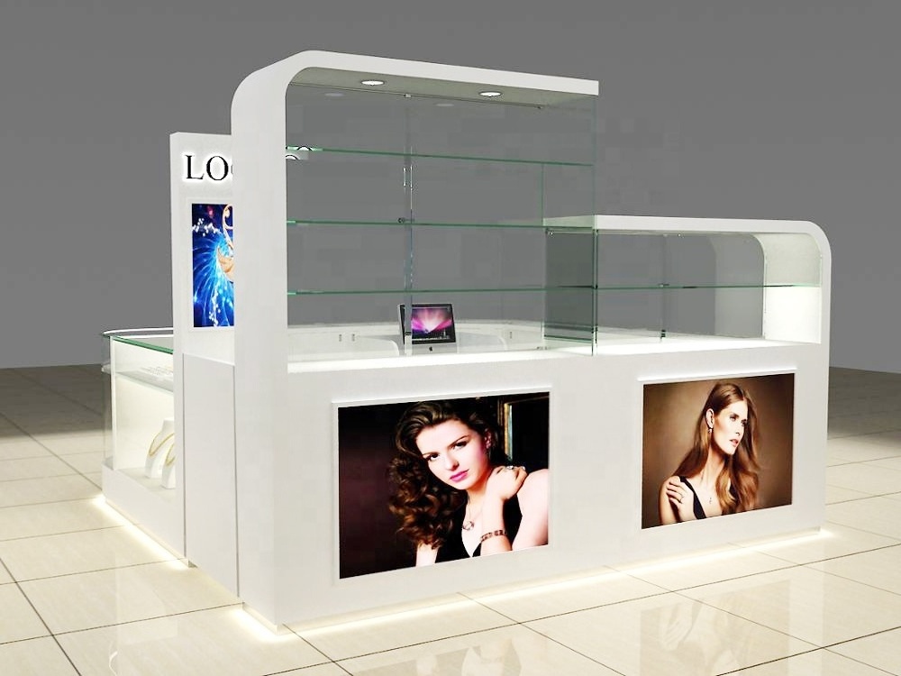 YOUYUAN Professional jewelry mall kiosk glass display cabinet jewelry vitrine display For Sale