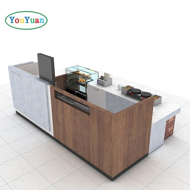 Custom display showcase bubble tea counter design juice counter kiosk bubble tea counter with containers